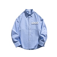 Kemeja Pria 100% Katun Polos Kancing Depan Lengan Panjang Longgar Kerah Runcing Kasual Mendukung Logo Kustom untuk Pemakaian Sehari-hari
