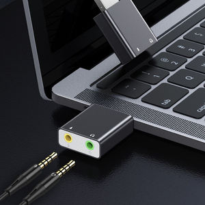 Adaptateur de carte son externe USB 7.1 en alliage d'aluminium avec prise jack 3,5 mm pour casque et microphone pour <span class=keywords><strong>PC</strong></span> portable - Product Image 5