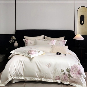 <span class=keywords><strong>Set</strong></span> di <span class=keywords><strong>lenzuola</strong></span> ricamate di lusso 4 pezzi biancheria da letto <span class=keywords><strong>100</strong></span> <span class=keywords><strong>cotone</strong></span> personalizzato Full Queen King <span class=keywords><strong>lenzuola</strong></span> con federa - Product Image 3