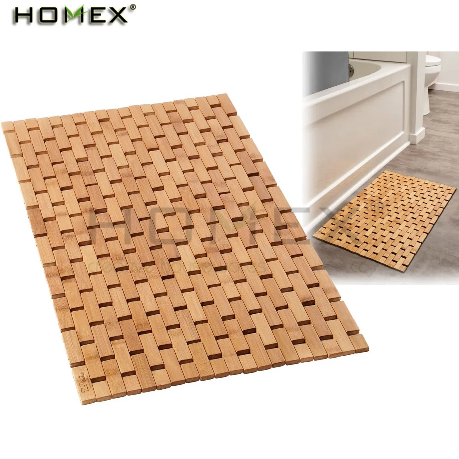 Tapete de banheiro de bambu natural, acessórios de tapete de banheiro/homex_bsci factory