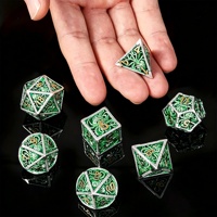 LuxeRoll Hollow Octopus Metal Dice Set Silver Green 7Pcs Polyhedral DND for DND Tabletop RPG Game Call of Cthulhu Dice Wholesale