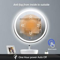 Miroir de salle de bain rond à LED de 24 pouces en aluminium, anti-buée, à intensité variable, 3 températures de couleur, fonction mémoire, montage mural, sans interrupteur