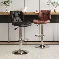 Tabouret de bar moderne réglable pour la maison Chaise haute confortable en cuir synthétique avec dossier pour cuisine Salle de sport Salon avant