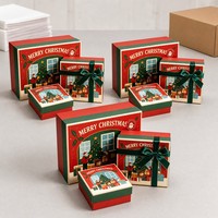 Boîte cadeau rigide personnalisée pour Noël avec ruban en satin, fournisseur en gros d'emballages de coffrets cadeaux de fêtes OEM