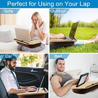 Support Portable en bambou pour ordinateur Portable, Table d'oreiller en bois pour ordinateur Portable, plateau de bureau avec coussin d'oreiller doux