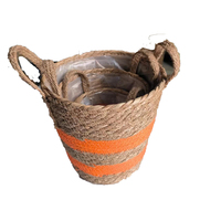 Pots de panier suspendus biodégradables tissés en jonc de mer naturels Doublure en plastique Capacité 5-15L Pot de fleur de plantation vert pour utilisation dans le jardin
