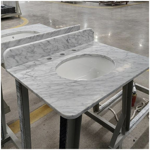 Top per lavabo singolo sottopiano ovale in marmo bianco <span class=keywords><strong>Carrara</strong></span> per bagni di grandi hotel e proprietà di lusso - Product Image 6