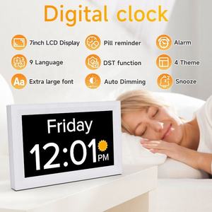 Multifunctionele digitale bureauklok 7 inch <span class=keywords><strong>display</strong></span> video afbeelding wereldtijd USB-aangedreven datumkalender - Product Image 5