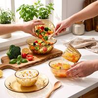 Ensemble de plats en verre, design anti-fuite, compatible micro-ondes pour réchauffer les salades et les apéritifs, vaisselle pour la maison et les restaurants, vente en gros, logo personnalisé
