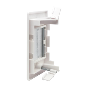 Plaque murale pour câble basse tension avec brosses en nylon et 2 clapets, sans boîtier arrière nécessaire - Product Image 2