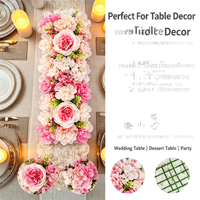 Guirlande de fleurs artificielles en soie pour allée de mariage, chemin de table, toile de fond de banquet, décoration murale et aménagement de lieux de fête