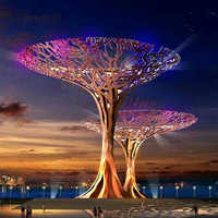 Arbre en forme d'arbre, Sculpture en acier inoxydable avec feuille creuse, scène colorée, meilleure vente 2022