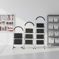 Échelle pliante portable de style moderne, capacité de charge de 300 kg, en acier inoxydable/aluminium/acier, pour supermarché, escalier, salle de sport, extérieur