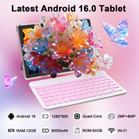 جهاز لوحي بشاشة 10.1 بوصة، ذاكرة وصول عشوائي 12 جيجابايت قابلة للتوسيع، ذاكرة تخزين 64 جيجابايت، بطارية 6000 مللي أمبير، واي فاي، بلوتوث، مع حافظة لوحة مفاتيح وماوس وقلم ستايلس