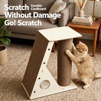 Griffoir mural moderne en carton écologique durable en forme de L à 2 niveaux pour chats