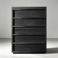 Commode étroite de luxe multifonctionnelle en bois massif noir de qualité supérieure à 5 tiroirs pour chambre principale