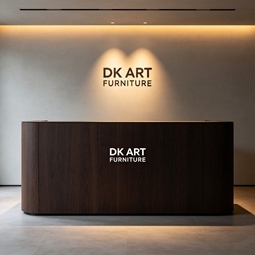 เคาน์เตอร์ศูนย์กลางการค้า โต๊ะประชาสัมพันธ์ โต๊ะต้อนรับ ดีไซน์โค้งมน ทำจากไม้ สำหรับห้างสรรพสินค้า สนามบิน วิลล่า คลับ และพื้นที่เชิงพาณิชย์ - Product Image 2