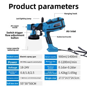 <span class=keywords><strong>Pistolet</strong></span> à <span class=keywords><strong>peinture</strong></span> électrique professionnel, pulvérisateur de <span class=keywords><strong>peinture</strong></span> portable, <span class=keywords><strong>peinture</strong></span> au latex, version CN-7000, 25 LED, fonctionnalité spéciale - Product Image 5