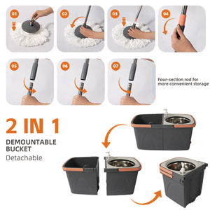 Serpillère Magique 360 à Pédale Facile à Utiliser pour Ensemble Seau – Nettoyage de Sols Haute Capacité – Serpillère en Microfibre avec Manche Télescopique Amovible - Product Image 2