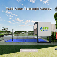 Toit rétractable télescopique multi-terrains pour padel et tennis avec roues, conception push-pull pour centre sportif et club