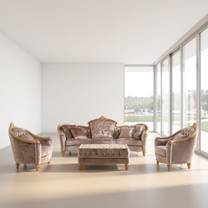 Royal Baroque Style Golden Foil Carving Wooden Chesterfield <strong>Crush</strong> Brown <strong>Velvet</strong> Palace <strong>Sofa</strong> Brown <strong>Velvet</strong> Tufted Baroque <strong>Sofa</strong> - Product Image 4