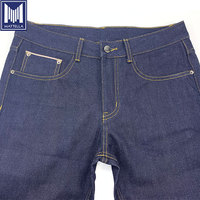 Jean pour homme à taille moyenne 14-15oz, matière première, style japonais, lisière en denim, lisière lisse et slim, vente en gros