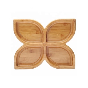 Dekorasi Rumah hadiah Natal diukir kering buah nampan gaya Korea bambu kayu dibagi makanan ringan kacang melayani piring - Product Image 2