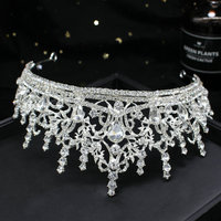 Qushine Grande Couronne de Reine en Cristal, Diadème de Mariée, Accessoires Capillaires pour Mariages et Concours de Beauté