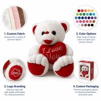 Boneka Beruang Pink Ultra Lembut dengan Hati Bordir dan Syal Merah Anggur untuk Hadiah Romantis Hari Valentine