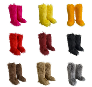 2025 sıcak satış kış kadın kabarık sıcak peluş ayakkabı kar botları kadın diz-yüksek Faux kürk Boot uyluk yüksek çizmeler - Product Image 2