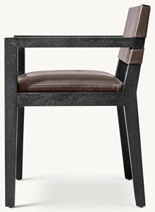 Fauteuil de salle à manger en cuir pleine fleur, dossier minimaliste, pour projets contemporains haut de gamme, directement de l'usine - Product Image 4
