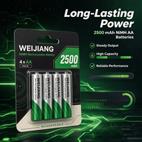 Baterai Isi Ulang Ni-MH OEM 1.2V AA 2500mAh 4 Buah dalam Kemasan Blister Kartu Kustom untuk Mainan, Gamepad, Kamera