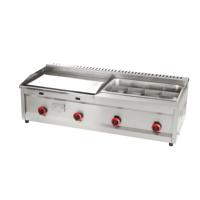 Friteuse professionnelle à double compartiment, plaque chauffante à gaz, grill commercial, comptoir en acier inoxydable, facile à nettoyer, plaque chauffante pour hamburgers et steaks