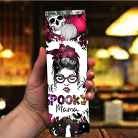 Gobelet isotherme 20oz en acier inoxydable écologique personnalisé Spooky Mama, motif floral sorcière, livraison gratuite