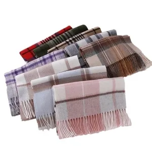 Custom wool plaid scarf winter new men and women scarf warm wool comfortable long tassel scarf
