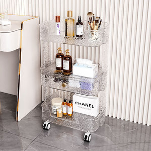 Acrylic Salon Trolley <b>Rolling</b> Storage <b>Cart</b> 3 Tier Vanity Organizer Rack for Bathroom Kitchen Living Room - Product Image 1