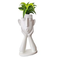 Ventage Pot tanaman dekorasi rumah Pot anggrek pekebun wajah Resin grosir Pot bunga Polyresin wajah manusia untuk taman dan Hotel