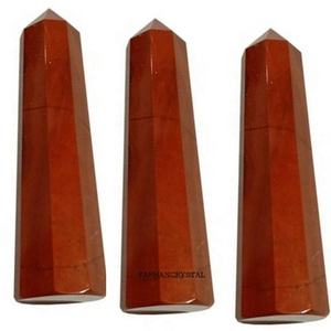 Puntos de obelisco de cristal de jaspe rojo Natural hechos a mano, venta al por mayor, artesanías de piedra semipreciosa para Fengshui Chakra Reiki, Varita/piedra preciosa - Product Image 2