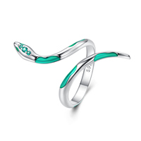 Bagues ouvertes en argent sterling 925 de couleur verte en forme de serpent pour femmes, magnifiques bagues de soirée, bijoux fins, cadeau BSR328