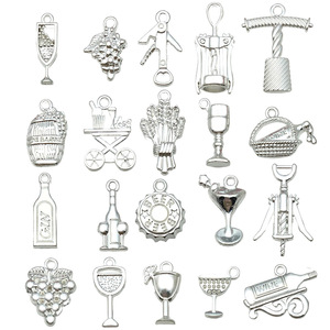 Colgante con temática de vino de aleación de plata, formas mixtas, accesorios de joyería DIY para hacer pulseras y collares - Product Image 5