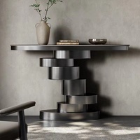 Tables console modernes en marbre personnalisées Table console en ardoise base en acier inoxydable titane noir couloir de salon