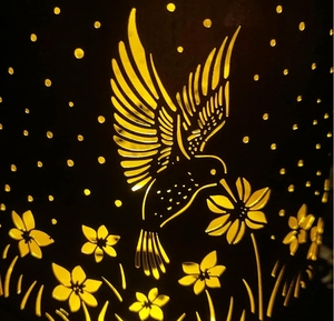 Lanterne de jardin solaire portable lanterne de fer solaire creusée colibri lumières - Product Image 5