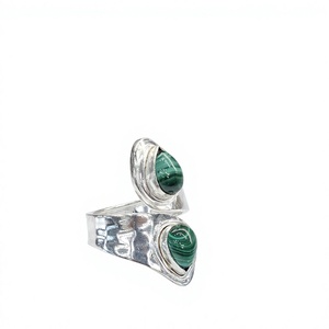 Natural Malachite <b>Adjustable</b> Open <b>Ring</b> in 925 Sterling <b>Silver</b> Handmade Artisan Jewelry Wholesale Manufacturer - Product Image 4