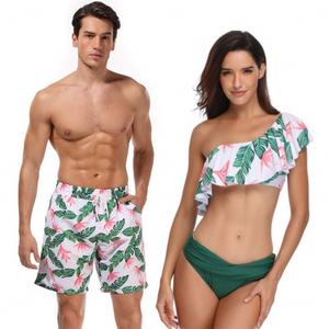 Maillots de bain personnalisés à motif floral pour couples européens et américains, sexy, extrêmes, pour femmes et hommes, vêtements de plage, vêtements de fitness - Product Image 1