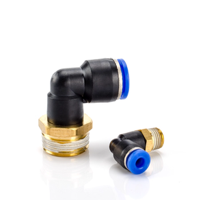 Conector Neumático de Codo de la Serie <span class=keywords><strong>PL</strong></span>, Conexión <span class=keywords><strong>R</strong></span>ápida de Línea de Aire de 1/4-8 mm con Rosca Externa - Product Image 1