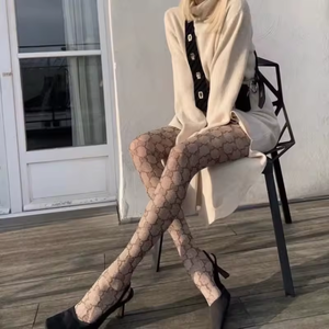 사용자 정의 브랜드 로고 gg 패션 망사 럭셔리 스타킹 레이디 레터 인쇄 메쉬 스타킹 여성의 디자인 팬티 스타킹 인기 - Product Image 5