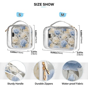 Hawaii Custom Puakenikeni LeiVintage Blue White Rose Women's 2-piece Transparent <b>Makeup</b> <b>Storage</b> Bag Travel Toiletry Bag - Product Image 4