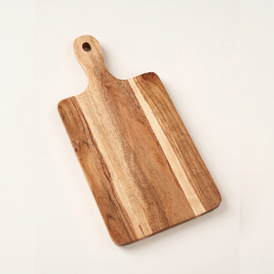 Planche à découper rectangulaire en bois réversible avec poignée, finition naturelle, pour la cuisine - Product Image 1