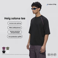 Camiseta Deportiva Oversize Americana Retro con Patrón de Líneas Hass y Costuras HeiQ Sorona Cooling