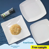 Ensemble d'assiettes carrées en mélamine de 10 pouces, motif uni, minimalisme moderne, résistant aux chocs, assiette spécifique pour les cantines de restauration rapide